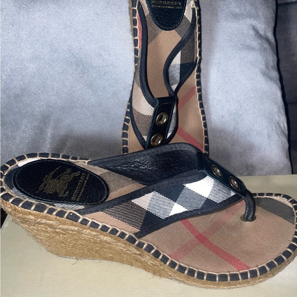 Burberry Cream and Black Wedges